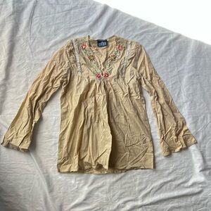 NWT Angie Beige Embroidered Bohemian Top Size M